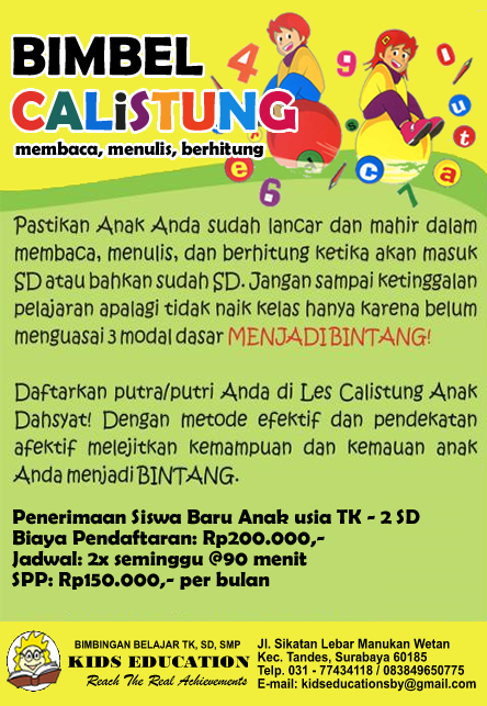 Bimbel Calistung (Baca, Tulis, Berhitung)  KIDS EDUCATION 